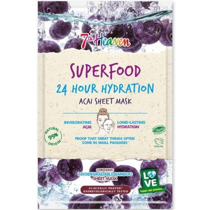 Masca fata 7th Heaven Superfood, acai, 24H hidratare