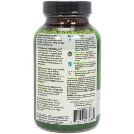 Supliment, Irwin Naturals, Ginkgo Smart, 60 capsule, maro