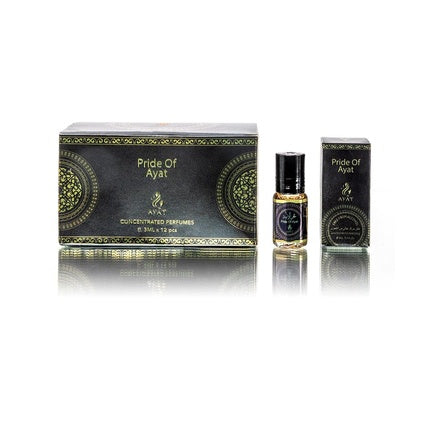 Set Parfum Concentrat Ayat Perfumes, Pride Of Ayat, 12 x 3ml, Culoare Negru/Aur