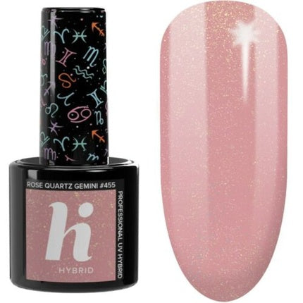 Gel Polish Hi Hybrid Rose Quartz Gemini #455, roz cuarț, sclipici