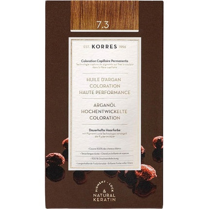 Vopsea de păr, Korres, Argan Oil 7.3 Blond Auriu 100ml