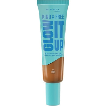 Rimmel London Kind & Free Glow It Up Moisturising Skin Tint Mocha, Cremă ten hidratantă cu efect glow, 41g