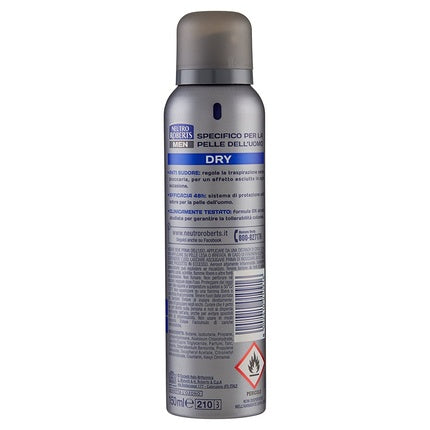 Neutro Roberts Men's Dry Antiperspirant, Deodorant spray pentru piele sensibilă, 150ml, gri