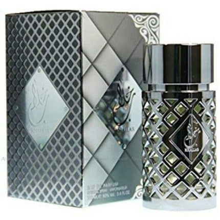 Ard Al Zaafaran Jazzab Silver, Parfum unisex, 100ml, design metalic argintiu cu model geometric