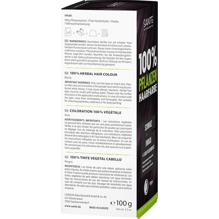 Culoare păr Sante Naturkosmetik 100% Plant Hair Color Powder 05 Black Vegan
