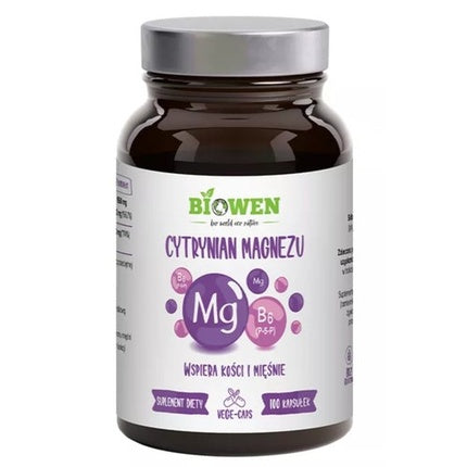 Supliment alimentar Biowen, Citrati de Magneziu cu Vitamina B6 P-5-P, 100 Capsule