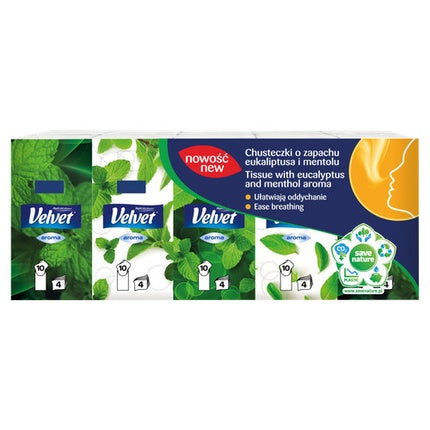 Șervețele Umede Velvet, Aromă de Eucalipt și Mentol, 10 X 10 bucăți