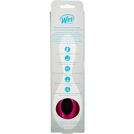 WetBrush POP and GO Detangler - Perie de păr roz, design ergonomic, pentru toate tipurile de păr