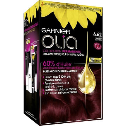 Garnier Olia, Vopsea de păr permanentă fără amoniac, 4.62 Crimson Velvet, uleiuri florale naturale