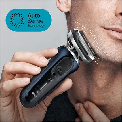 Aparat de ras Braun Series 7, albastru, 360° flex, reîncărcabil