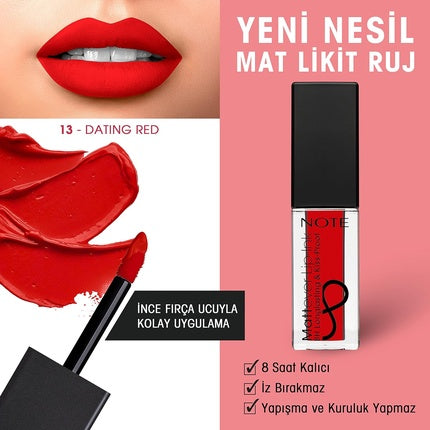 Ruj lichid Note Cosmetics Mattever Lip Ink roșu 4.5ml