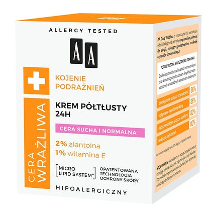 Cremă față, Aa, 24h, pentru piele sensibilă