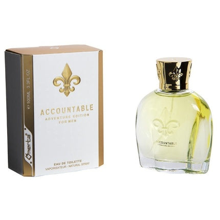 Eau de Toilette Ombretta Accountable Adventure Edition pentru bărbați, 100ml, transparent cu lichid galben