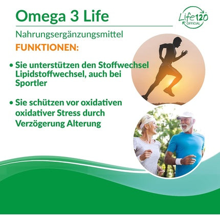 Supliment Omega 3, Life 120, 120 perle, albastru