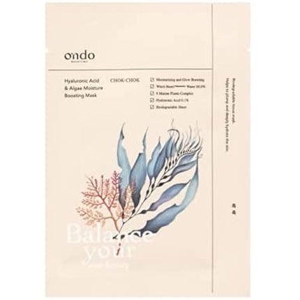 Masca facială Ondo Beauty, Hyaluronic Acid and Algae Moisture Boosting Mask, 25 ml, hidratare intensivă