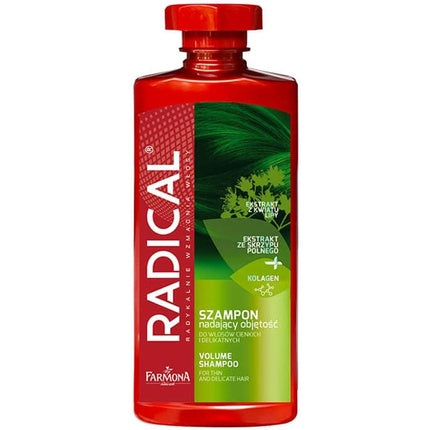 Șampon Radikal, Farmona, Șampon Volumizant pentru Păr Subțire și Delicat 400ml, Roșu