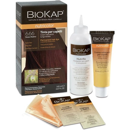 Vopsea de păr, Bios Line, Biokap Nutric 6.66, Roșu Rubin