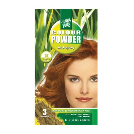 Hennaplus Colour Powder 52 Mahogany, pudră colorant natural pentru păr, capacitate 158 g