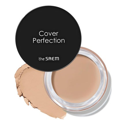The Saem Cover Perfection Pot Concealer #02 Rich Beige, balm matifiant cu finisaj net, control sebum pentru ten gras și mixt