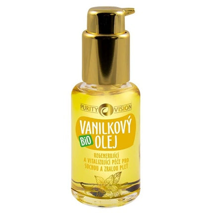 Ulei Facial Purity Vision Bio Vanilla Oil pentru Piele Uscată și Matură, 104g, Sticlă cu Pompă Aurie