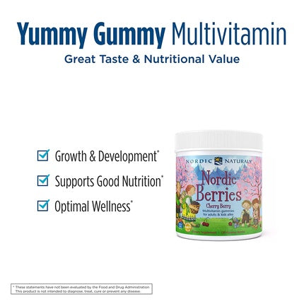Supliment Multivitamine pentru Copii, Nordic Naturals, Nordic Berries Gummy Cherry Berry, Cutie cu 120 Bucăți