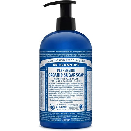Săpun lichid Dr. Bronner's Organic Sugar Soap Peppermint 710 ml