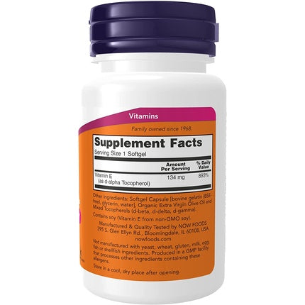 Vitamina E 200, NOW Foods, 100 capsule cu tocoferoli mixți