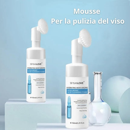 Spumă de Curățare Față, Sersanlove, 150ml, perie silicon, acid hialuronic