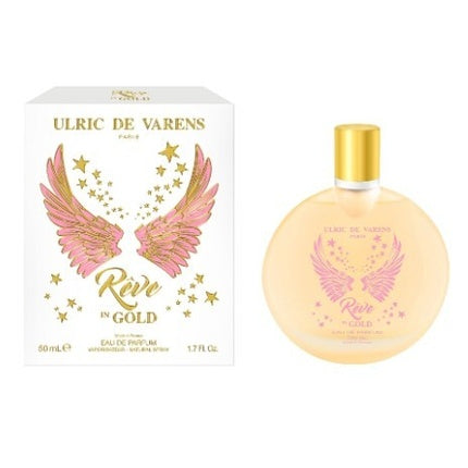 Ulric De Varens Rve in Gold, Parfum pentru femei, 50 ml, sticlă rotundă transparentă cu aripi roz