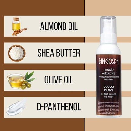 Ulei de bronzat cu unt de cacao, fără filtru UV, 120g