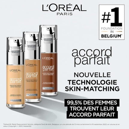 Fond de ten lichid, L'Oréal Paris Accord Parfait, Porcelain 05N, Perfect Fit, 30ml