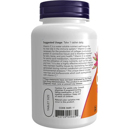 Vitamina C, Now Foods, C-1000, portocaliu, 100 tablete