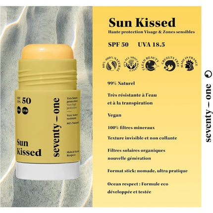 Protecție solară facială, Seventyone Percent, Sun Kissed SPF 50, Stick 40 g