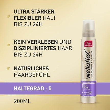 Wella Flex Foam-Resistant Fullness & Style Ultra Strong Volume Hair Foam, 200ml