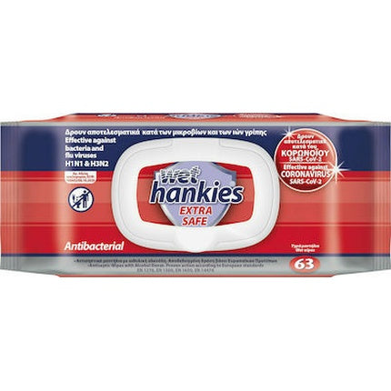 Mega Wet Hankies Extra Safe Antibacterial Wipes, Pachet de 63 buc