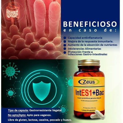 Supliment probiotic Zeus IntES1+Bac, 90 capsule, format standard