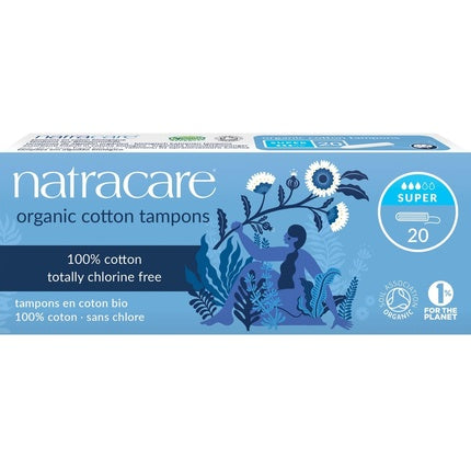 Tampoane Natracare din Bumbac Organic Super, ambalaj cu 20 bucăți