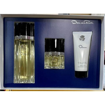 Set Cadou Parfum Oscar by Oscar de la Renta, EDT Spray 3.4oz + Lotion 1.0oz, Culoare Auriu și Alb