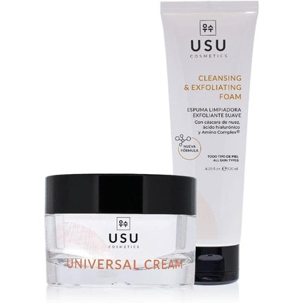 Set curățare facială, Usu Cosmetics, exfoliant și cremă