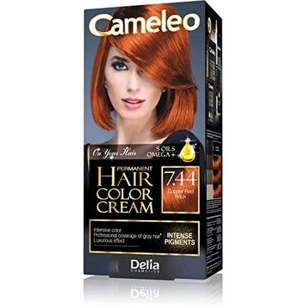 Vopsea de păr, Delia Cosmetics, Cameleo, cupru roșcat 7.44