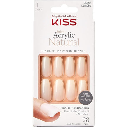 Unghii false KISS Salon Acrylic Natural Collection, lungime L, 28 bucăți