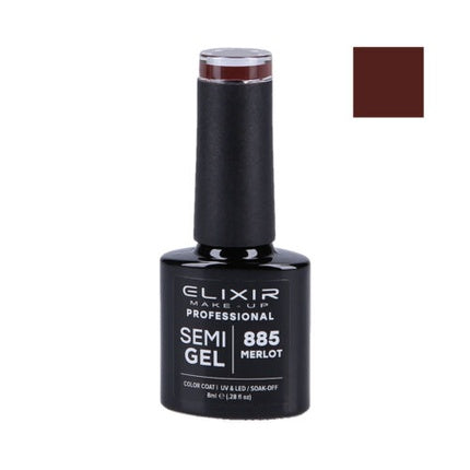 Lac de unghii, Elixir, 885 Merlot, roșu închis, 8ml
