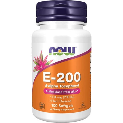 Vitamina E NOW Foods 200 IU D-Alpha Tocopheryl, 100 Softgels