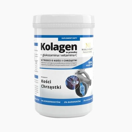 Supliment Vitaminic, Noble Health, pulbere colagen cu glucosamină și vitamina C, alb