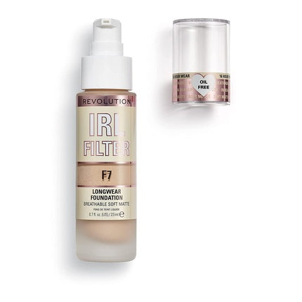 Fundație Makeup Revolution IRL Filter F7, acoperire medie spre completă, 23ml