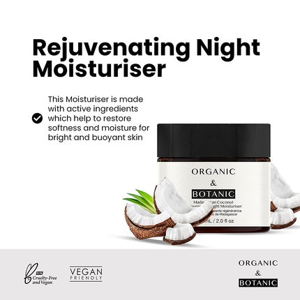 Cremă de noapte, Organic & Botanic, cu cocos, 60 ml