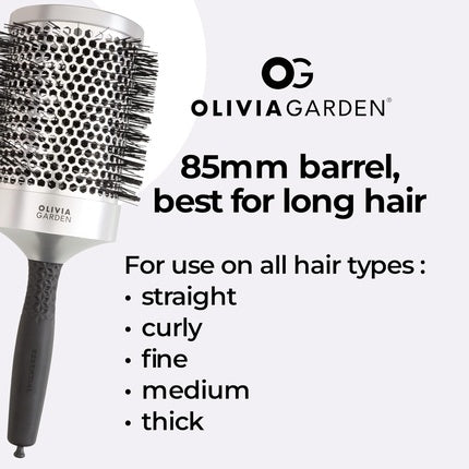 Perie rotundă, Olivia Garden, Essential Blowout, argintiu