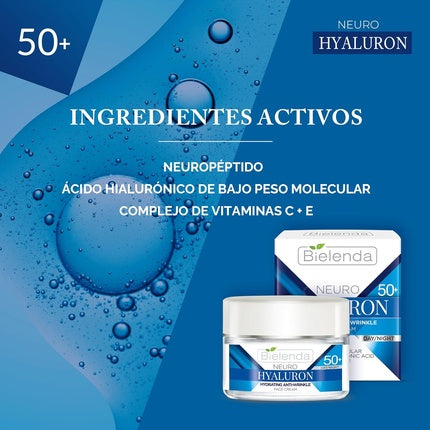 Crema anti-rid, Bielenda, Neuro Hyaluron, 50+, hydratantă