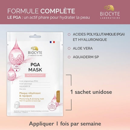 Biocyte PGA Masca Bio-Celluloză cu Acid Hialuronic și Aloe, Hidratantă, 8h