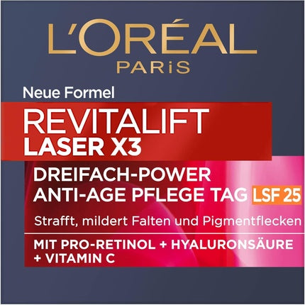 Crema de zi anti-îmbătrânire, L'Oréal Paris Revitalift Laser X3, SPF 25